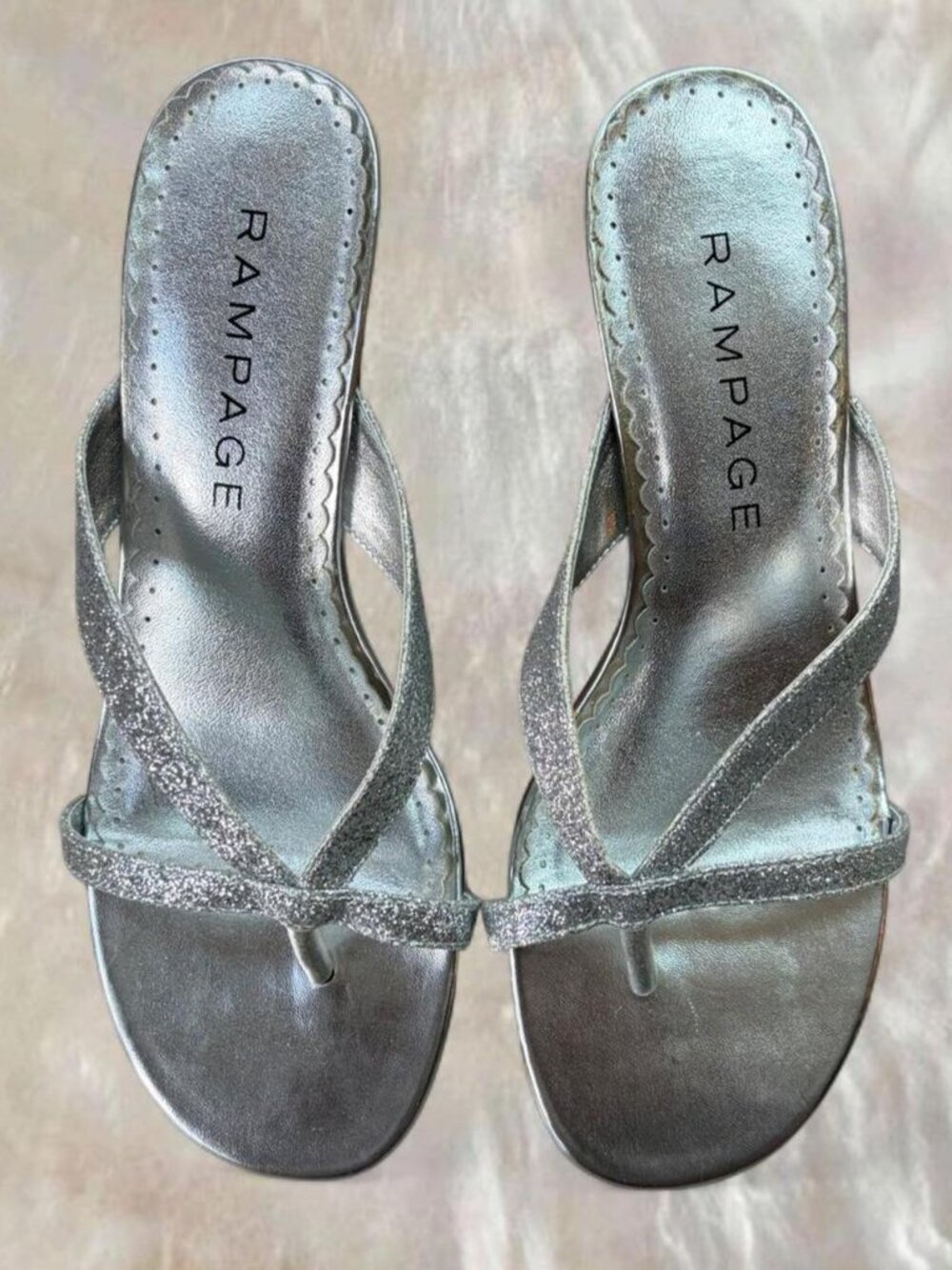 Rampage Silver Glitter Heeled Sandals